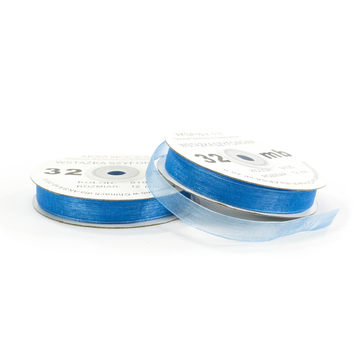 Nastro chiffon azzurro (12mm) 32m Nastro chiffon azzurro (12mm) 32m
