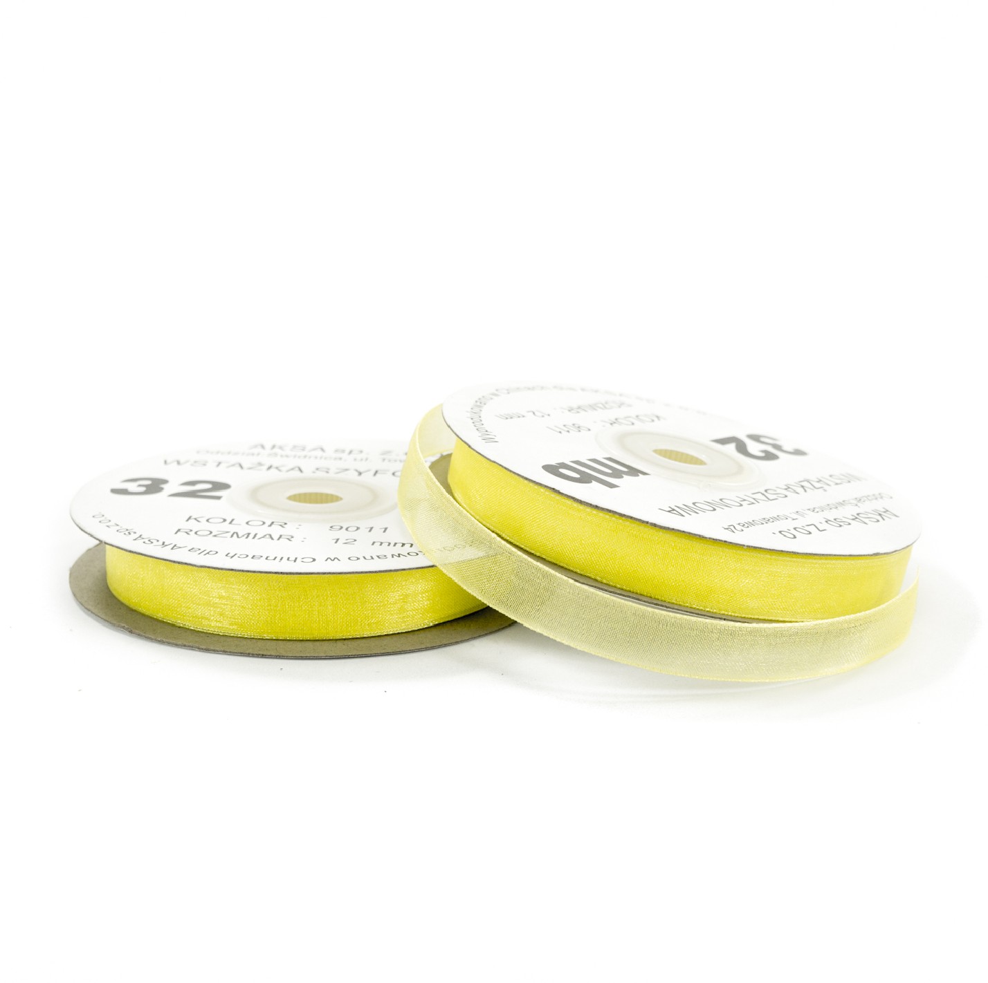 Nastro chiffon giallo chiaro (12mm) 32m Nastro chiffon giallo chiaro (12mm) 32m