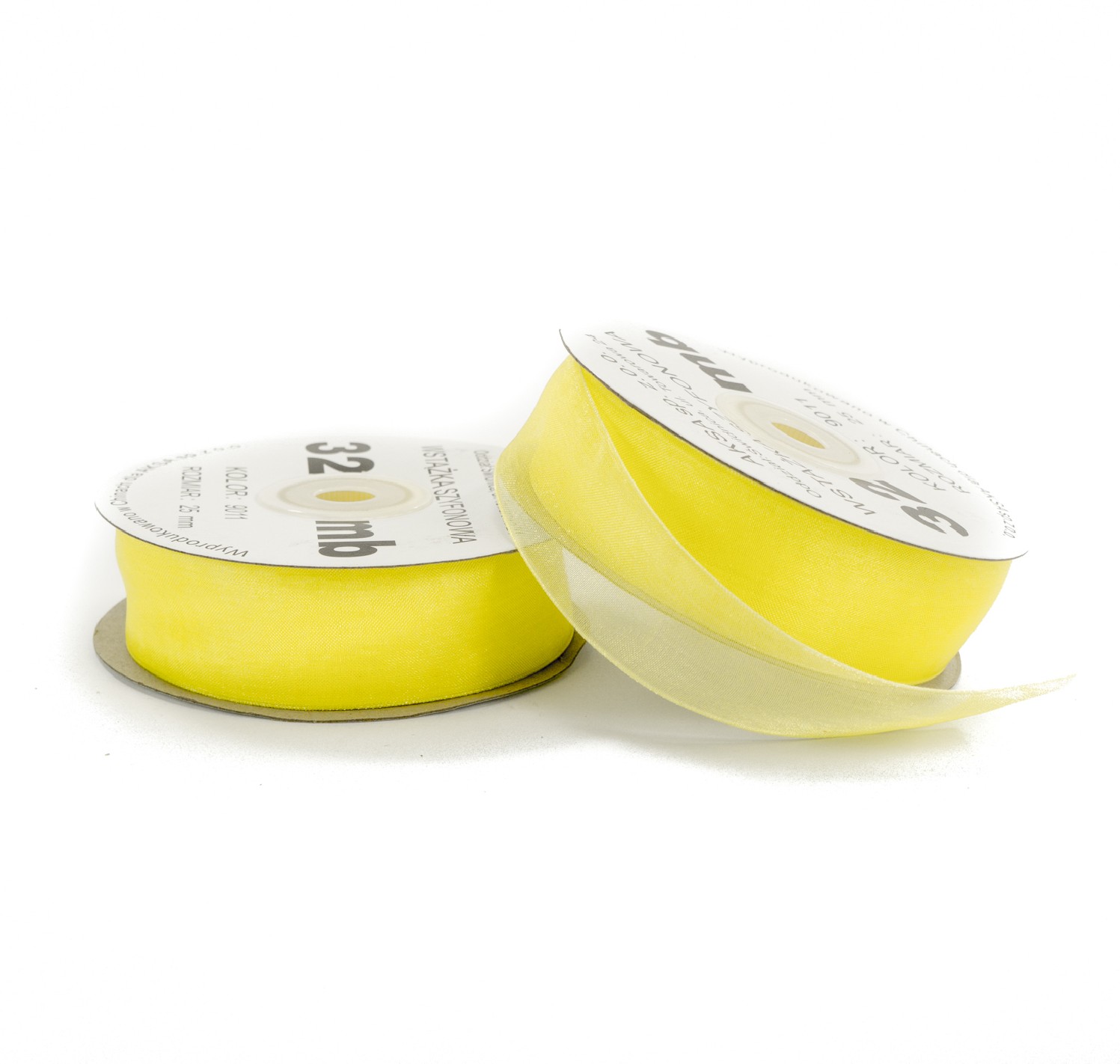 Nastro chiffon giallo chiaro (25mm) 32m Nastro chiffon giallo chiaro (25mm) 32m