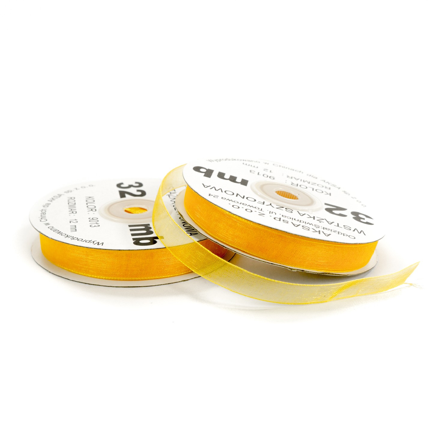 Nastro chiffon giallo scuro (12mm) 32m Nastro chiffon giallo scuro (12mm) 32m