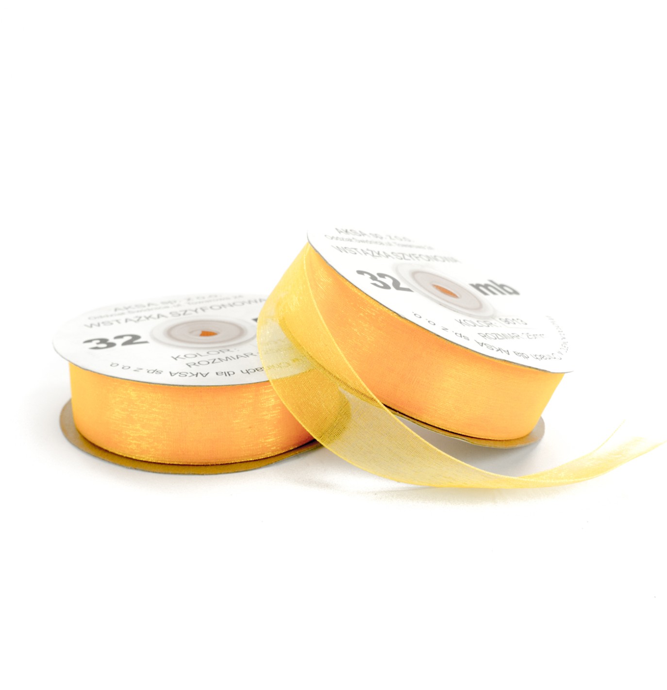 Nastro chiffon giallo scuro (25mm) 32m Nastro chiffon giallo scuro (25mm) 32m