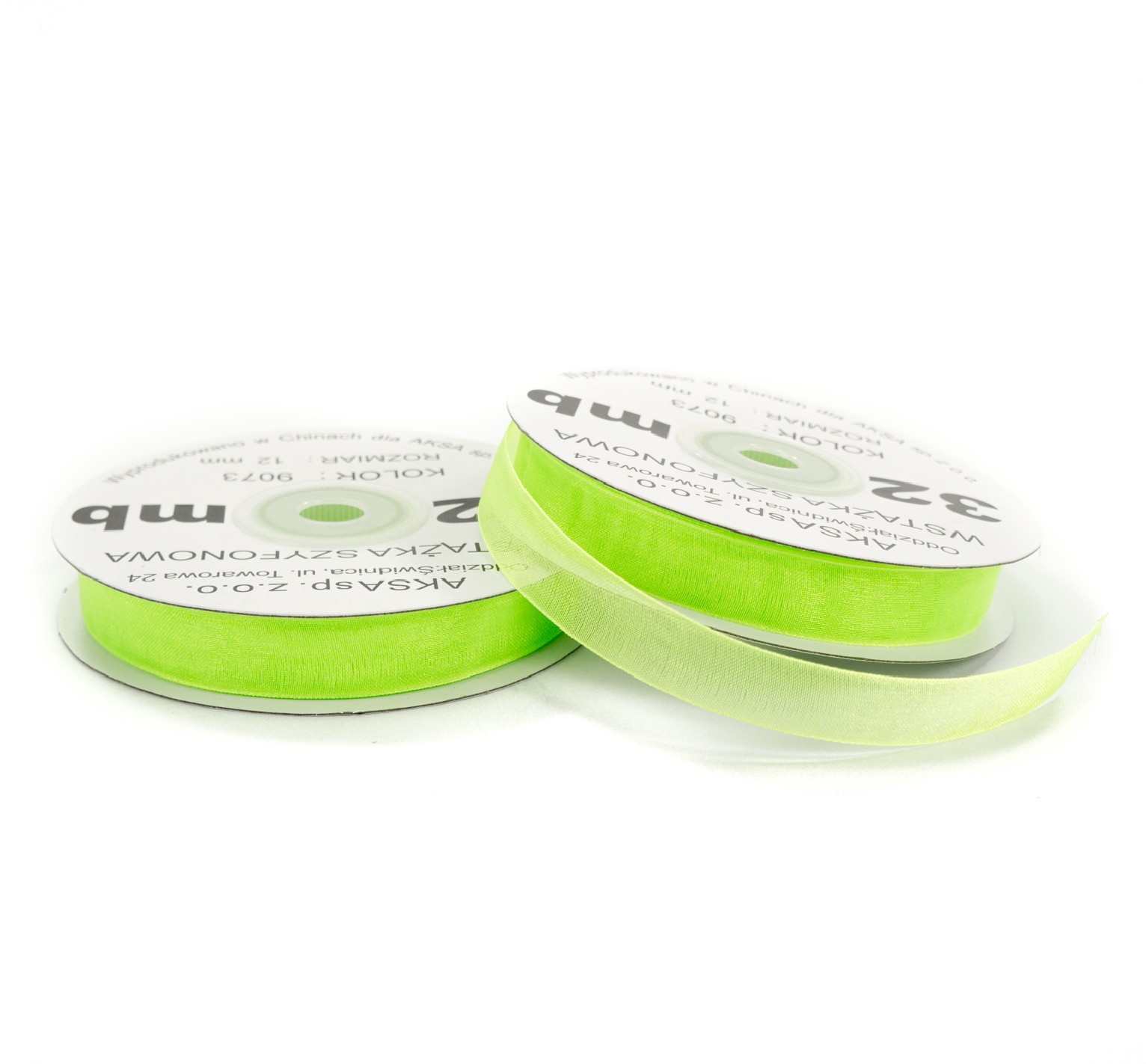 Nastro chiffon verde chiaro (12mm) 32m Nastro chiffon verde chiaro (12mm) 32m