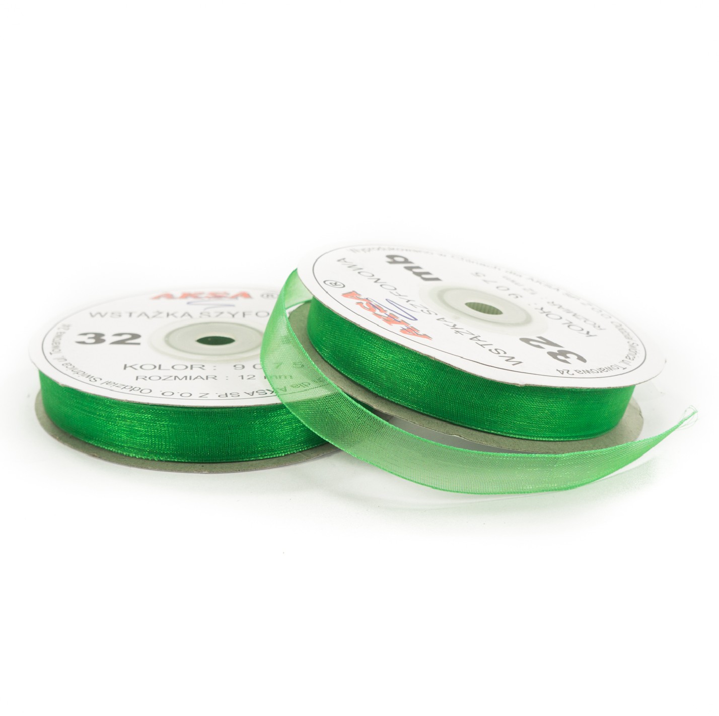 Nastro chiffon verde (12mm) 32m Nastro chiffon verde (12mm) 32m
