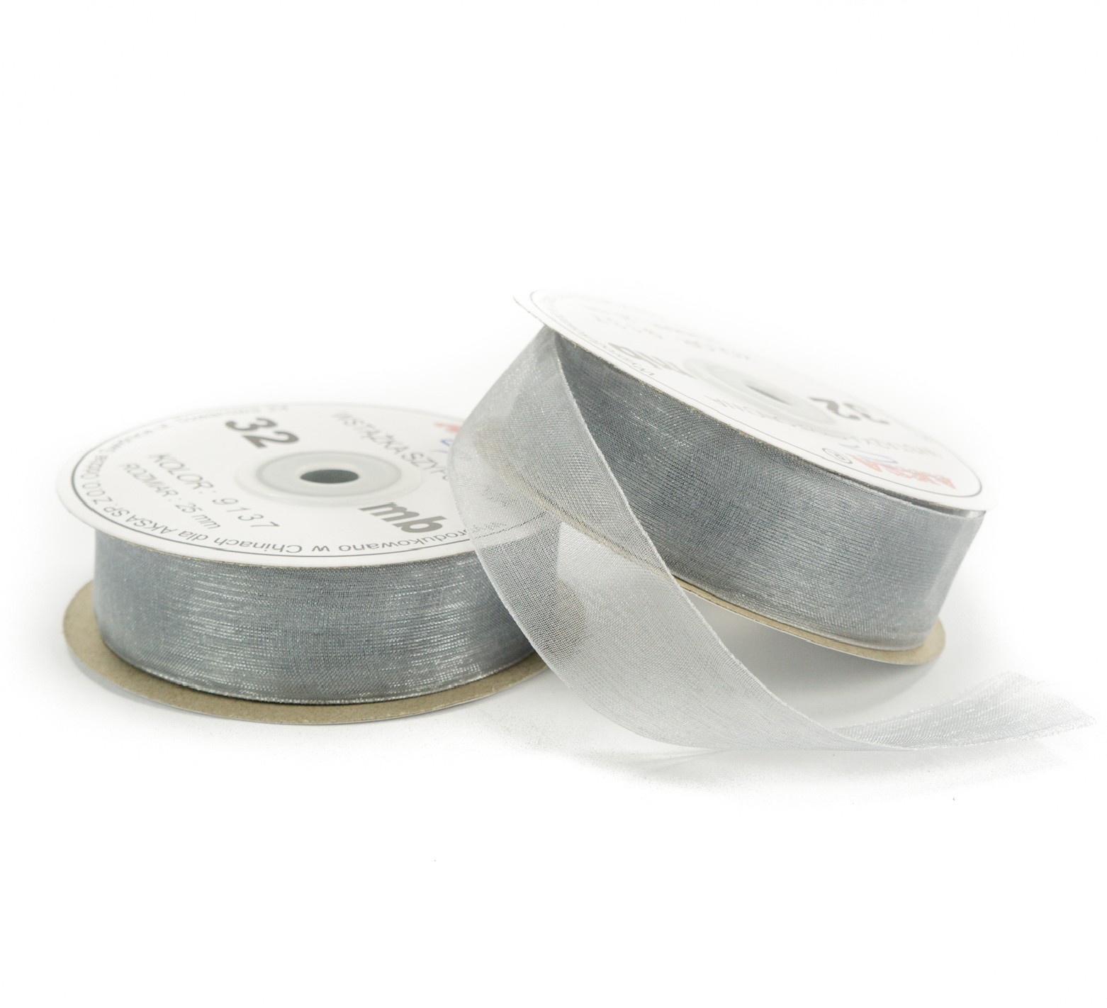 Nastro chiffon argento chiaro (25mm) 32m Nastro chiffon argento chiaro (25mm) 32m