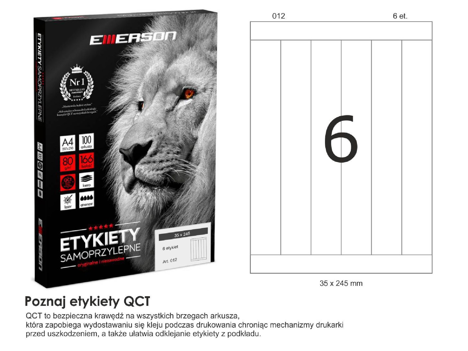 Etykiety samoprzylepne EME12 245x35 (6) 100A4 Etykiety samoprzylepne EME12 245x35 (6) 100A4