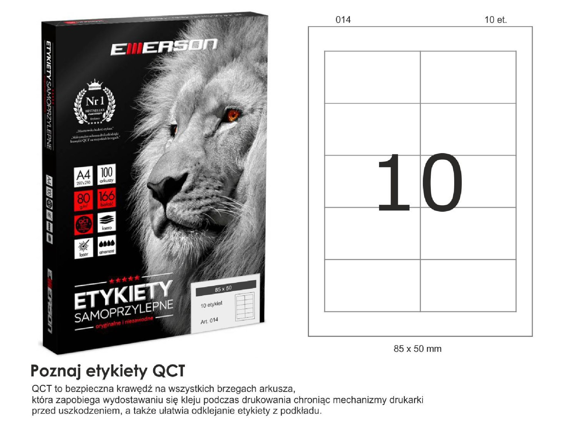 Etykiety samoprzylepne EME14 85x50 (10) 100A4 Etykiety samoprzylepne EME14 85x50 (10) 100A4