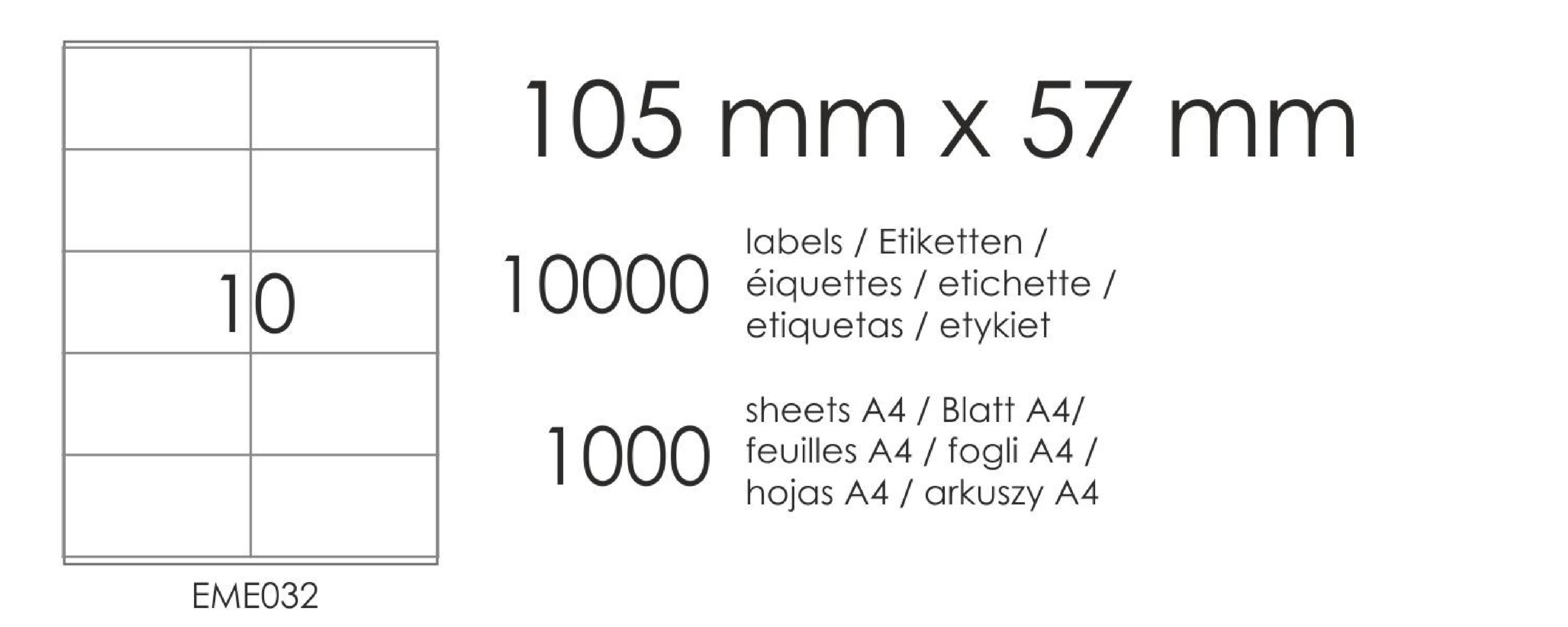 Etichette autoadesive EME32 105x57 (10) - 1000 fogli A4 Etichette autoadesive EME32 105x57 (10) - 1000 fogli A4