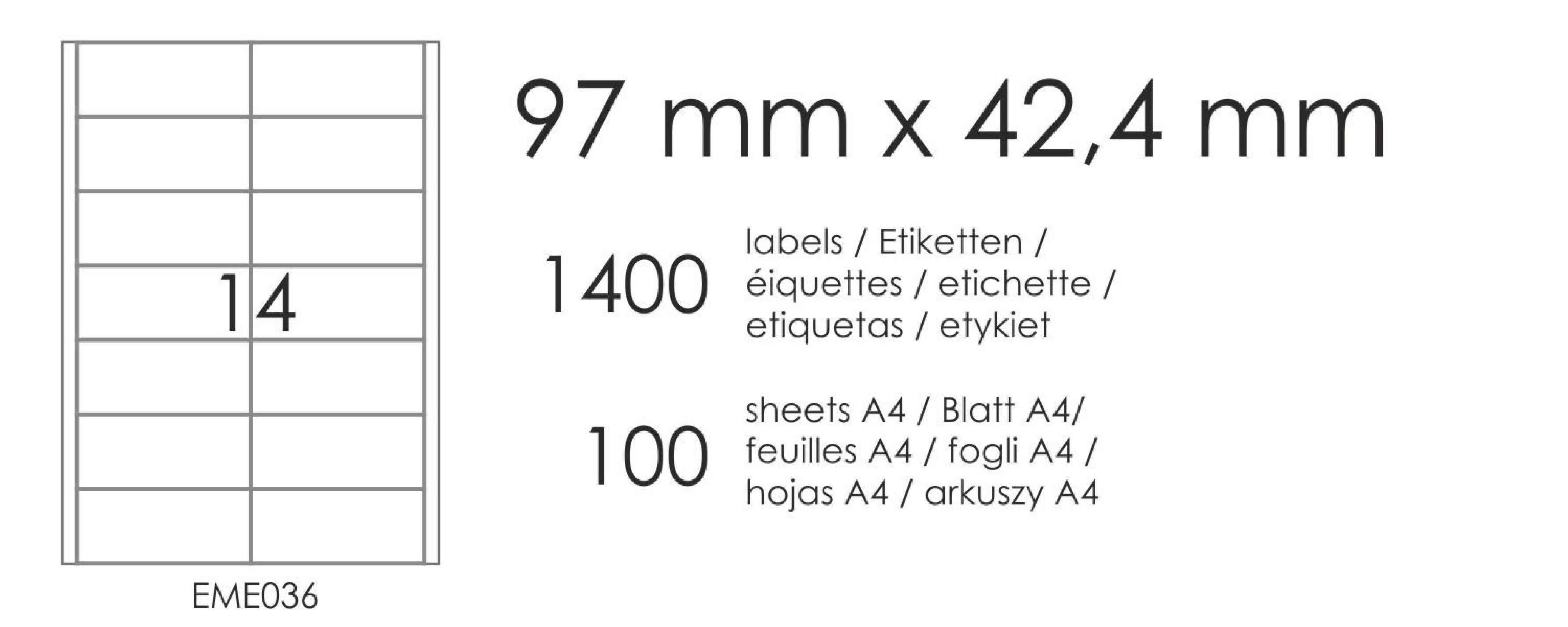 Etykiety samoprzylepne EME36 97x42,4 (14) 100A4 Etykiety samoprzylepne EME36 97x42,4 (14) 100A4