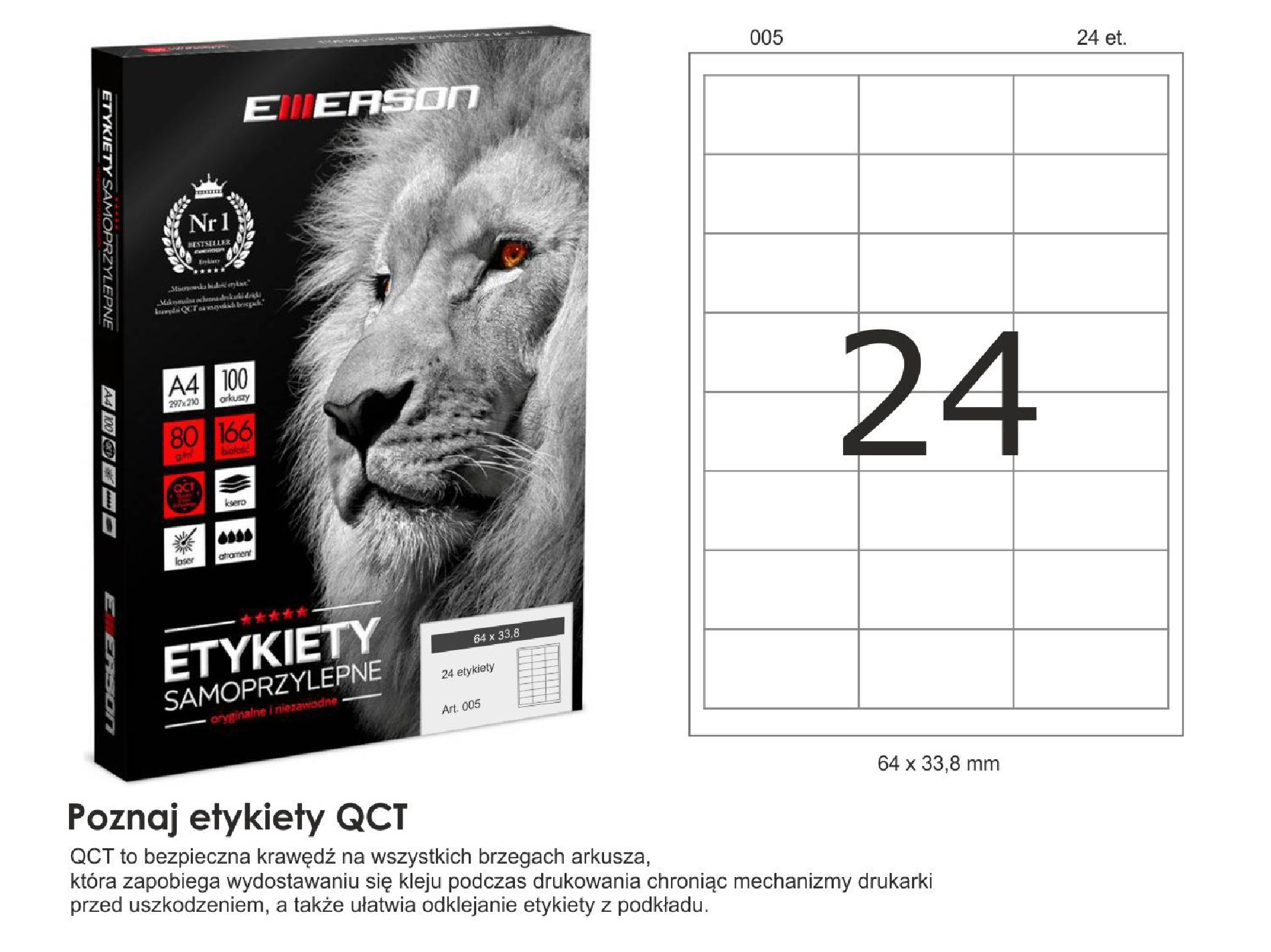 Etykiety samoprzylepne EME5 64x33,8 (24) 100A4 Etykiety samoprzylepne EME5 64x33,8 (24) 100A4