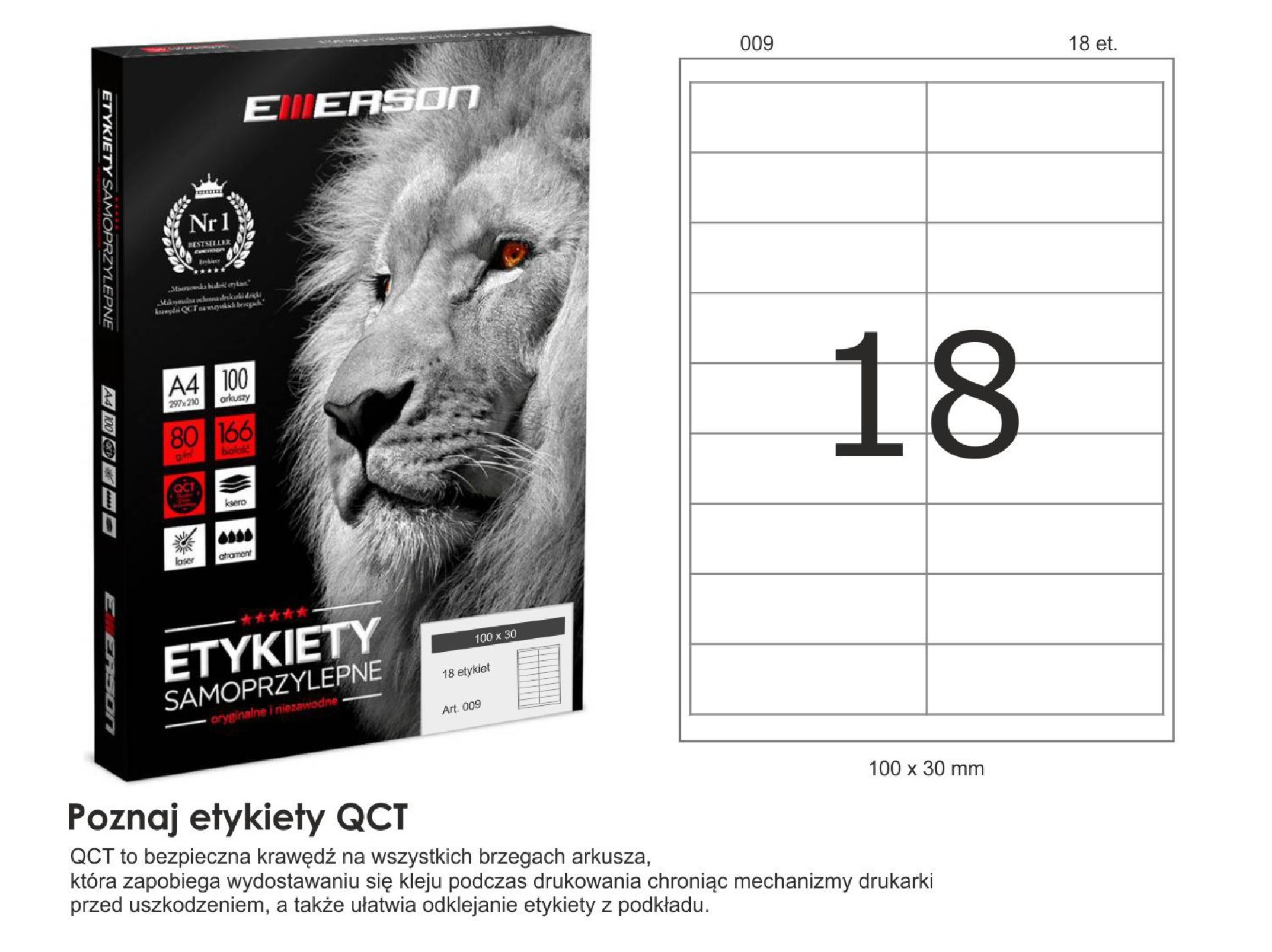 Etykiety samoprzylepne EME9 100x30 (18) 100A4 Etykiety samoprzylepne EME9 100x30 (18) 100A4