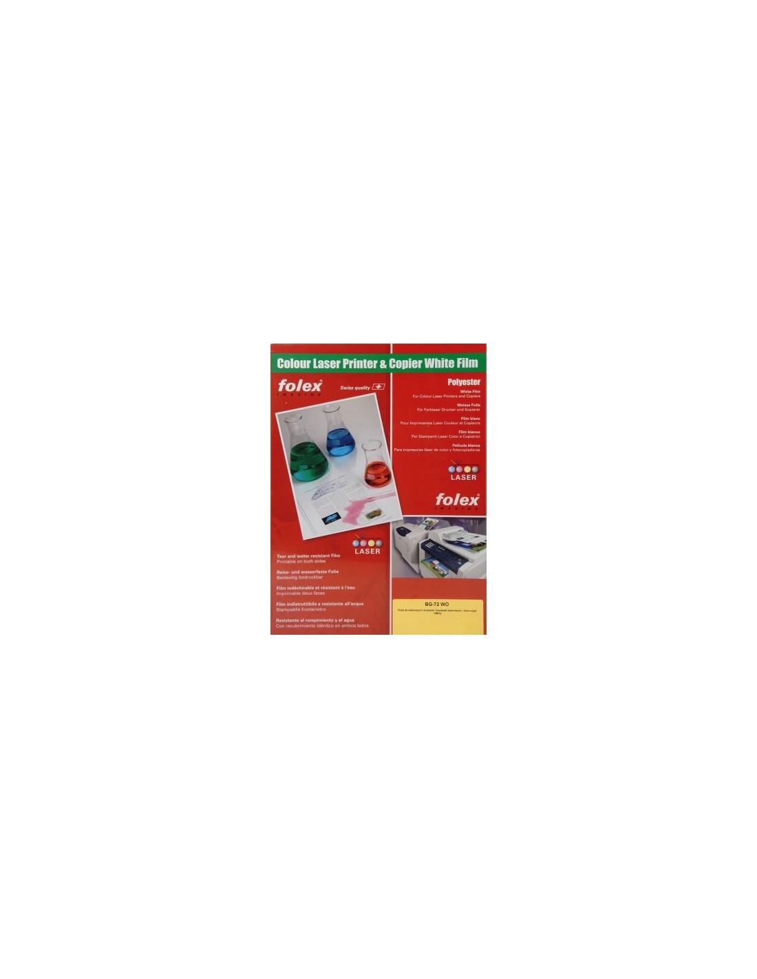 FOLEX BG-72WO Folia biała do drukarek laserowych pak. 50SRA3 FOLEX BG-72WO Folia biała do drukarek laserowych pak. 50SRA3