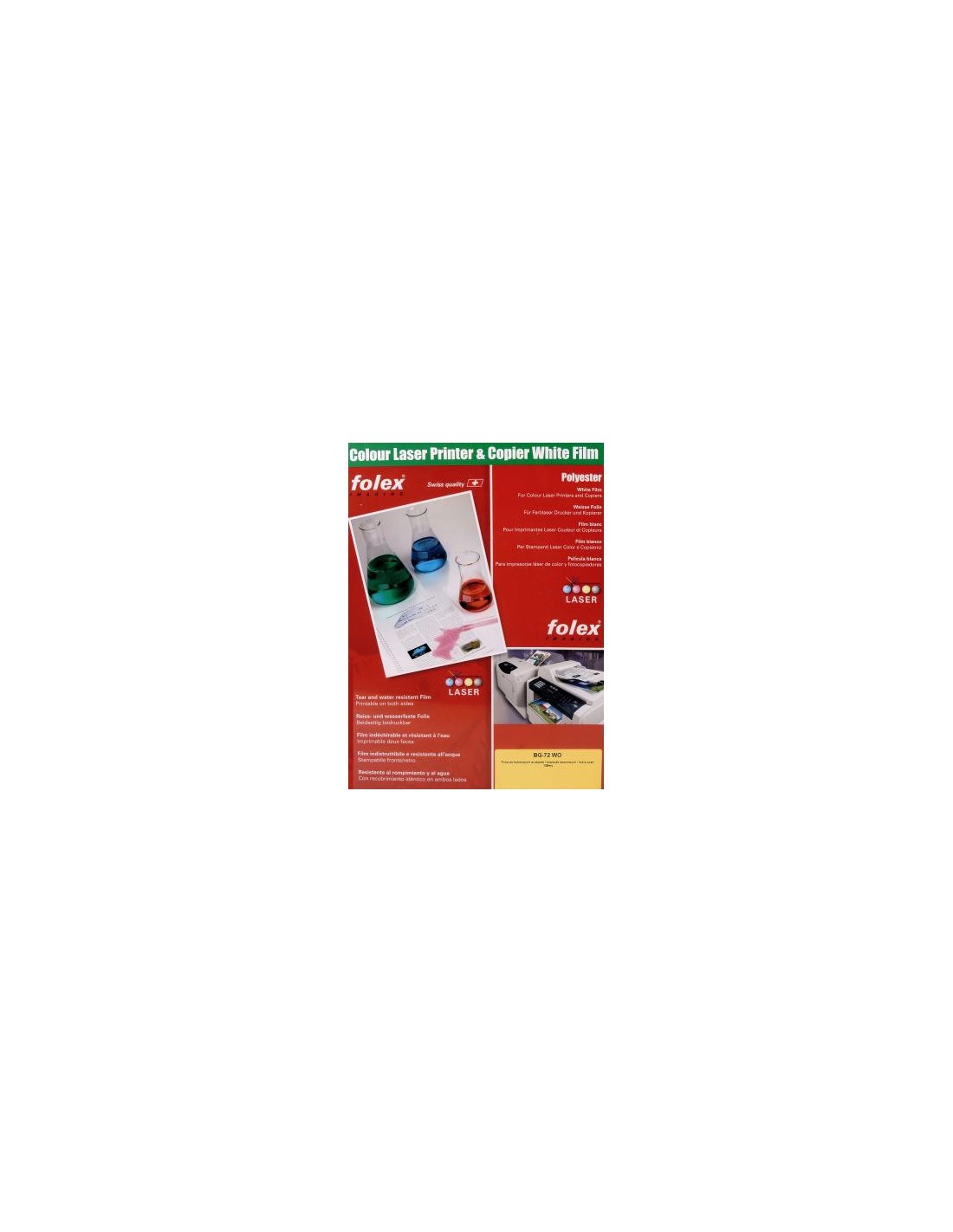 FOLEX BG-72WO Folia biała do drukarek laserowych pak. 50A4 FOLEX BG-72WO Folia biała do drukarek laserowych pak. 50A4