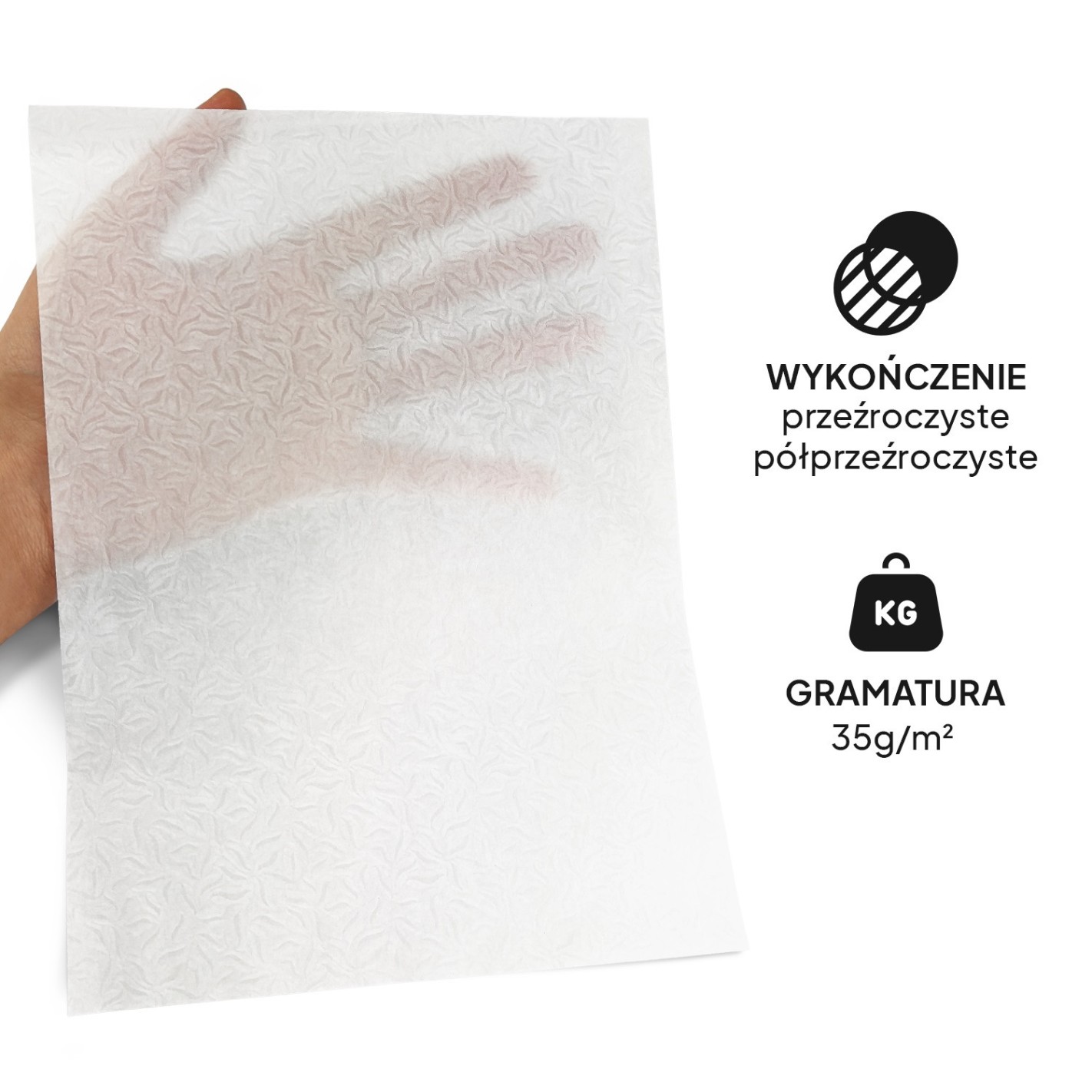 Carta strutturata trasparente bianco foglie 35g Kristall Prago White (70x100cm) Carta strutturata trasparente bianco foglie 35g Kristall Prago White (70x100cm)