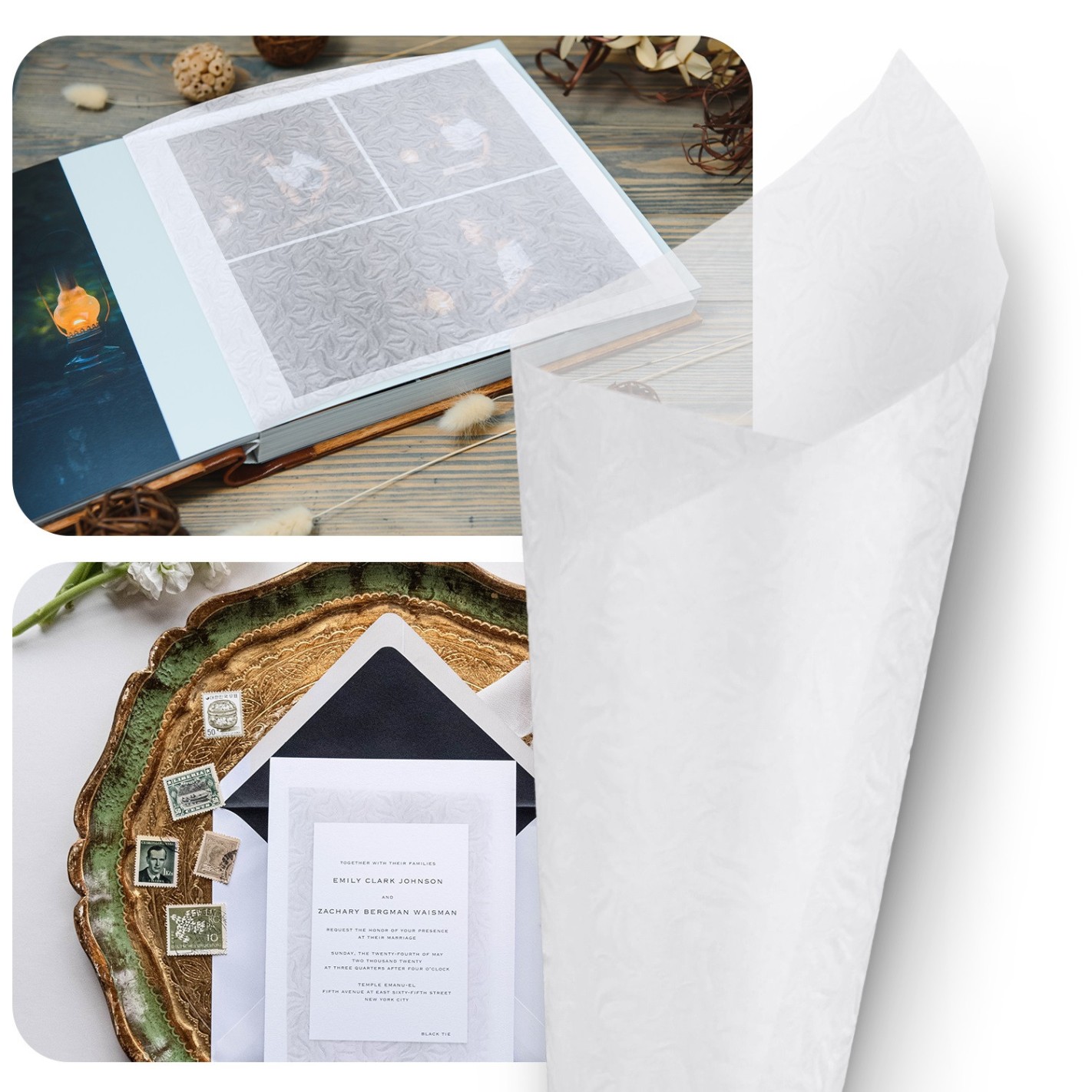 Carta strutturata trasparente bianco foglie 35g Kristall Prago White (70x100cm) Carta strutturata trasparente bianco foglie 35g Kristall Prago White (70x100cm)