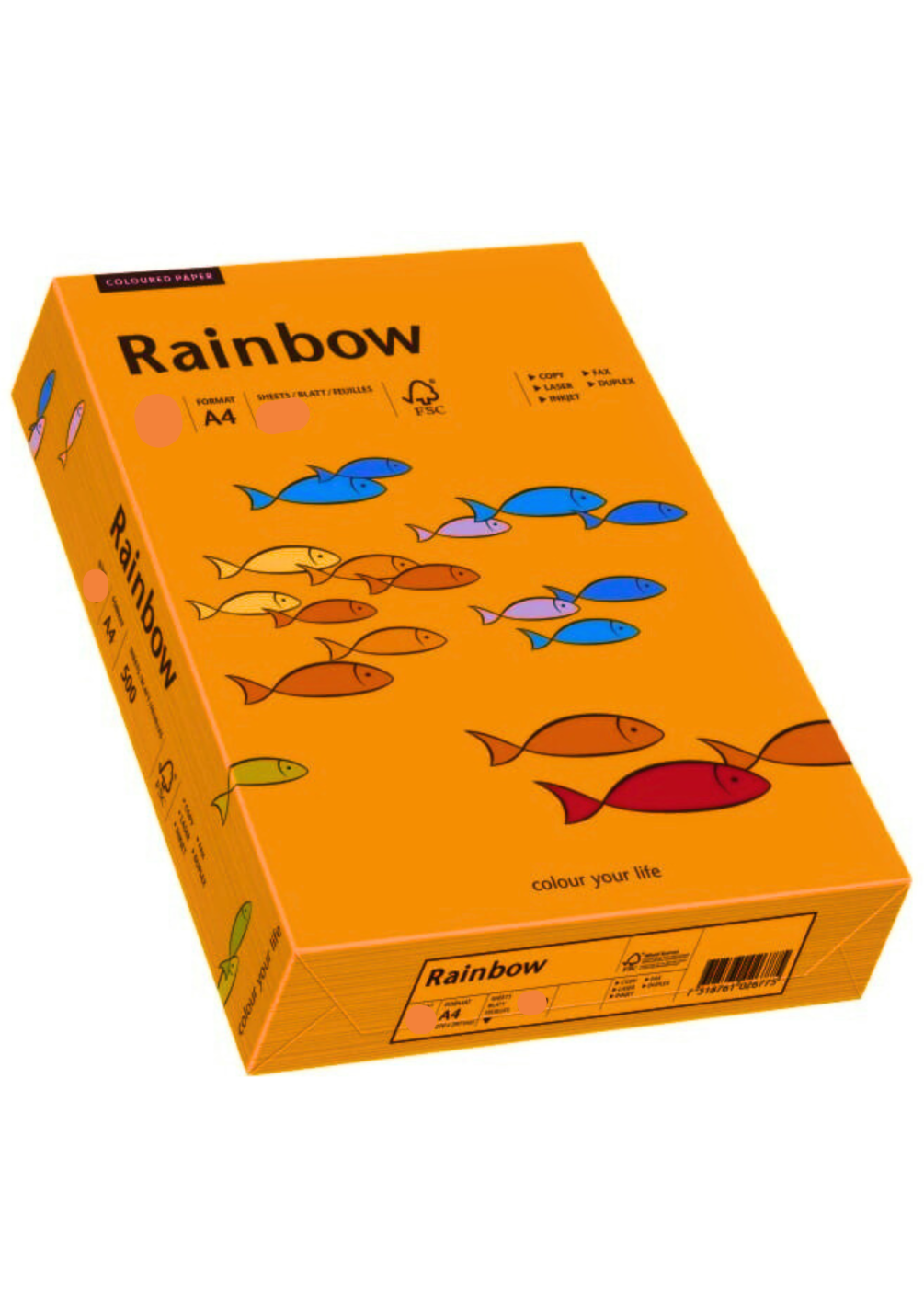Papier Rainbow 80g R26 intensywny pomarańczowy pak 500A4 Papier Rainbow 80g R26 intensywny pomarańczowy pak 500A4