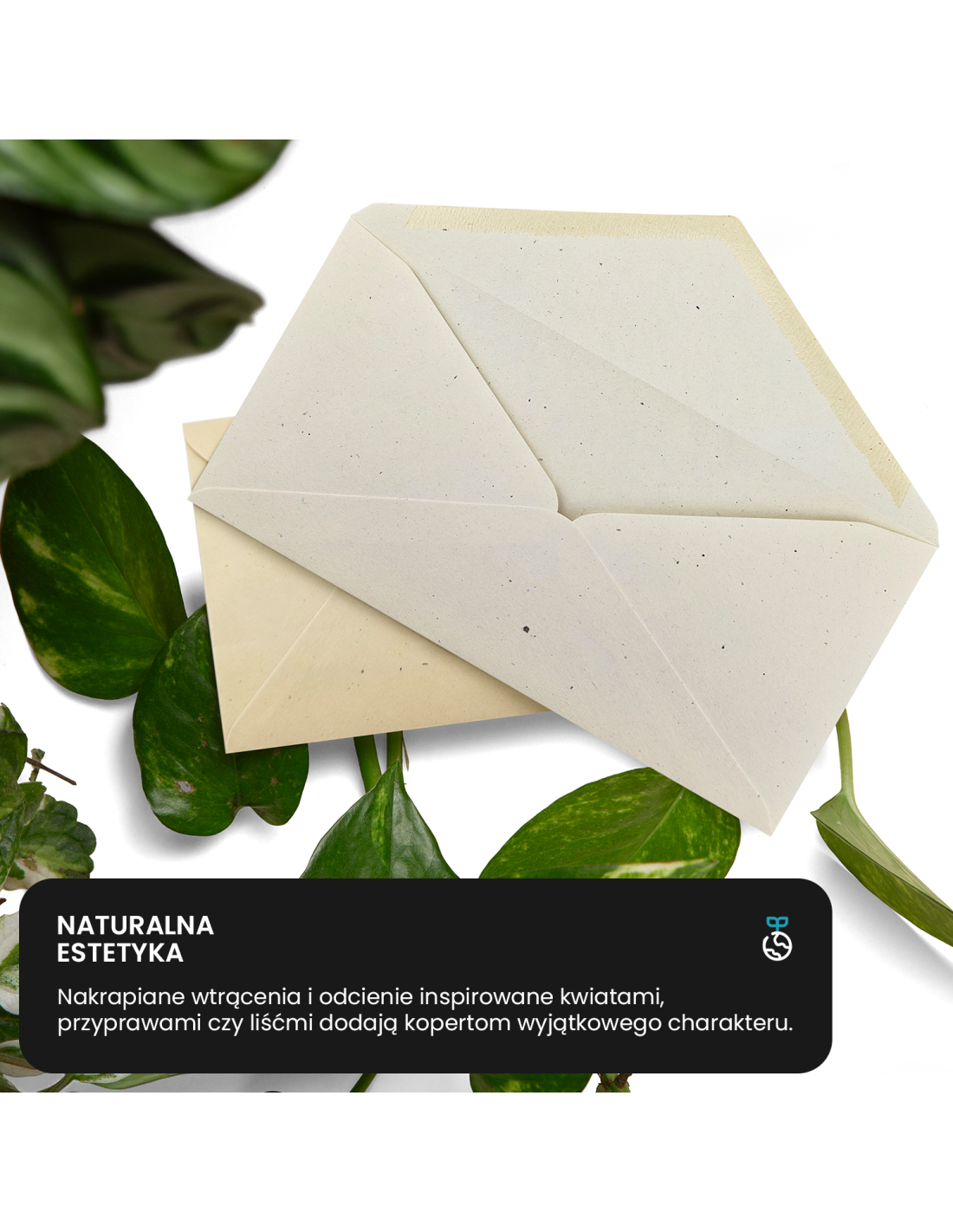 Koperta ozdobna gładka ekologiczna B6 12,5x17,5 NK Flora Avorio ecru 130g